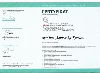 Konferencja Polskiego Towarzystwa Gastroeneterologii, Hapatologii i żywienia dzieci Dieta dla dzieci