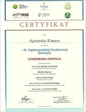 III Ogólnopolska Konferencja Dietetyki Ogólnopolska Konferencja Dietetyki