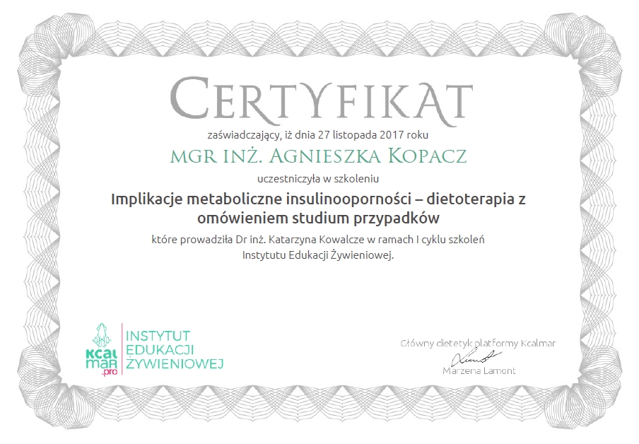Szkolenie związane z tematyką insulinooporności Żywienie dzieci